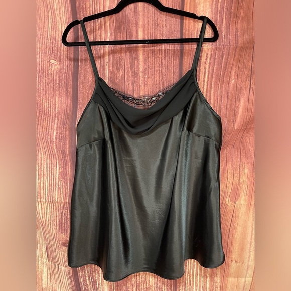 Lane Bryant black satin chiffon sequins adjustable straps camisole cami size 16 - Picture 17 of 17